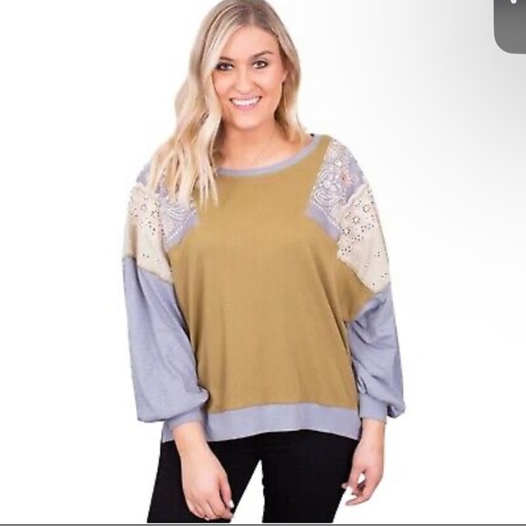 FREE PEOPLE Feelin it Colorblock Army Combo T-Shirt Size L OB1068176 $98 - Picture 3 of 9